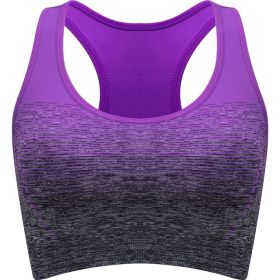 1pc/2pcs/3pcsMedium Support Two Tone Racer Back Sports Bra, Fitness Workout Running Yoga Bra (Color: Purple, size: S(4))