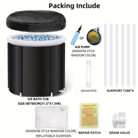 Portable Foldable Ice Bath Tub for Hot and Cold Therapy (Items: With Lid, size: 80*80cm/31.49*31.49'')